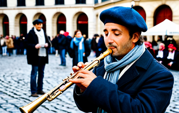 Street Musician**

A street musician playing a flute in a lively Parisian square, fully clothed in appropriate attire, with a beret and scarf. Cobblestone streets, classic French architecture in the background, a small crowd gathered around. Safe for work, perfect anatomy, natural proportions, professional photography, modest attire, family-friendly.

**