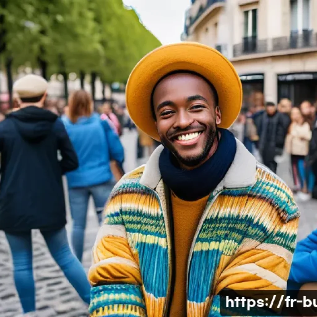 거리공연의 관객과의 소통 기술 - A charismatic street performer engaging a diverse Parisian audience in an open urban square during d...